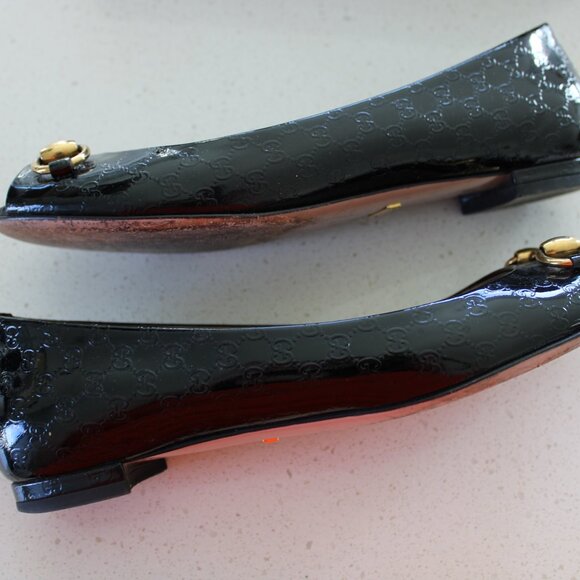 Gucci Vernice Microguccissima Horsbit Open Toe Flats - Picture 3 of 3